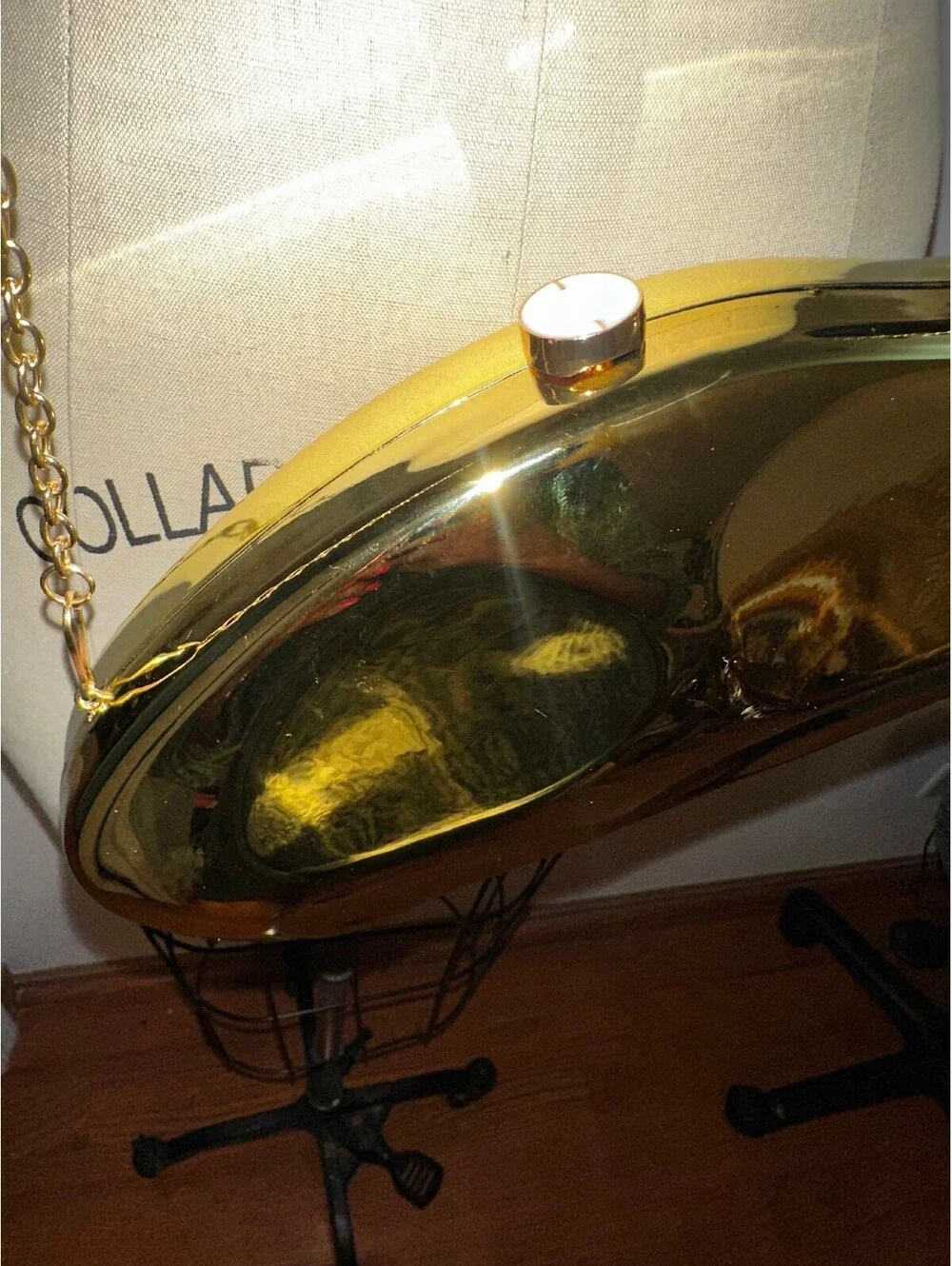 Metallic Gold Abstract Hard-Shell Acrylic Evening Clutch